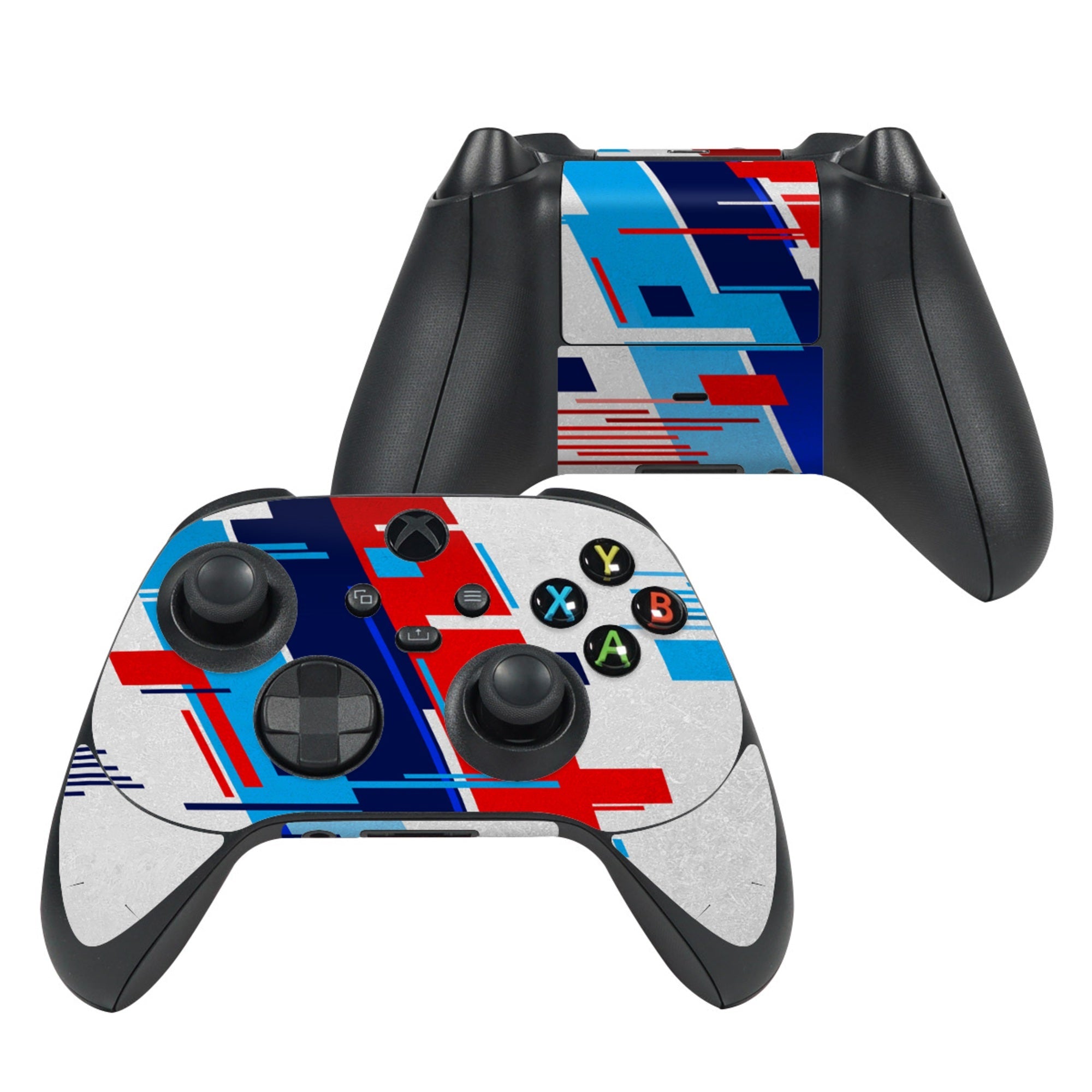 Gaming controller with geometric pattern on a white background