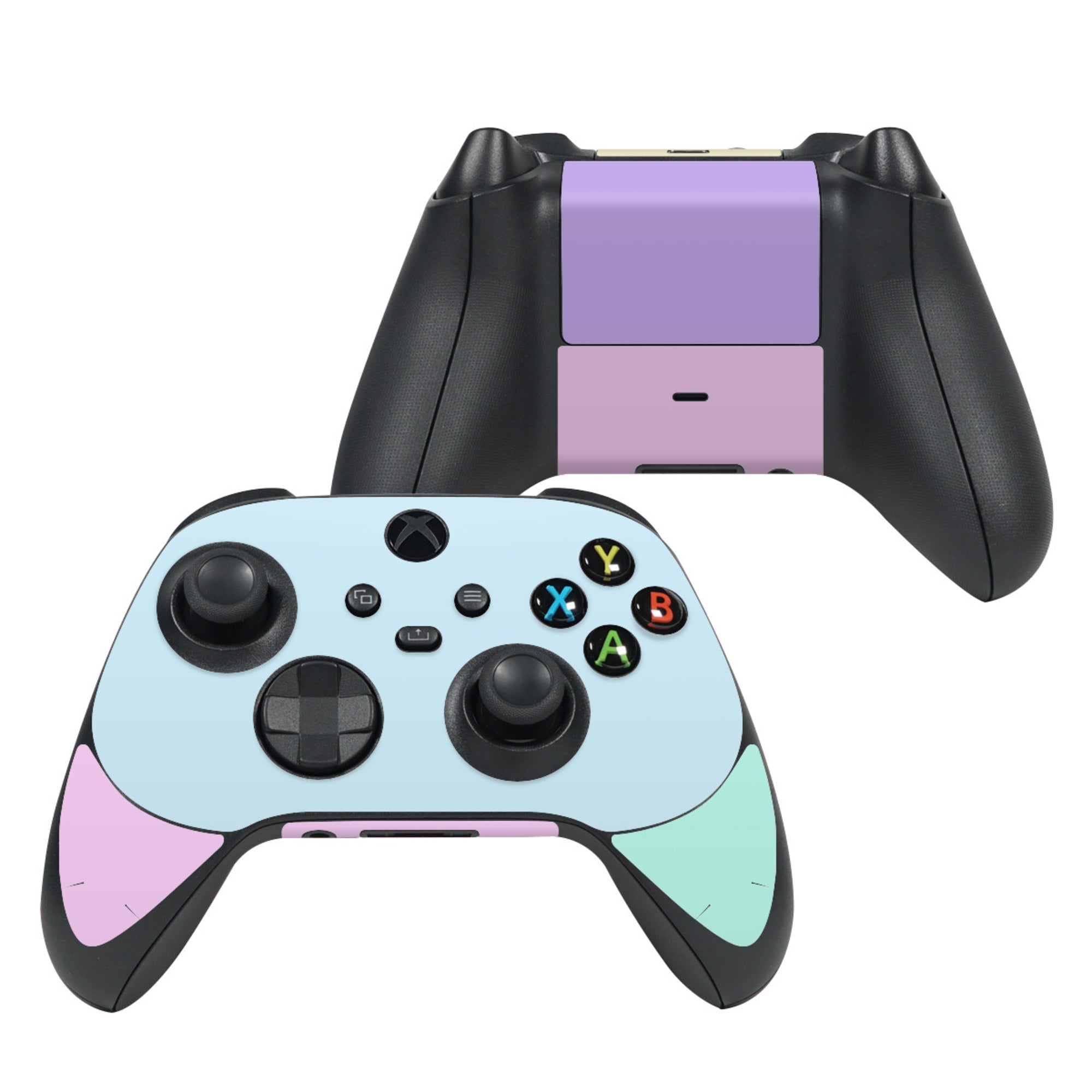 Gaming controller with pastel color scheme on a white background