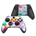 Gaming controller with colorful watercolor skin on a white background